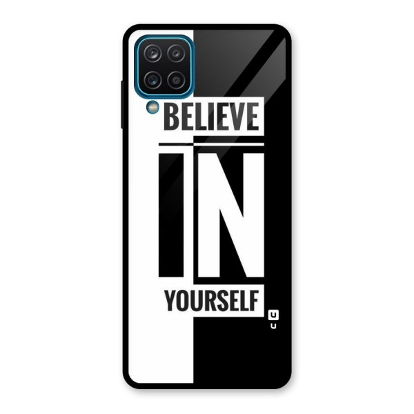 Believe Yourself Black Glass Back Case for Galaxy A12