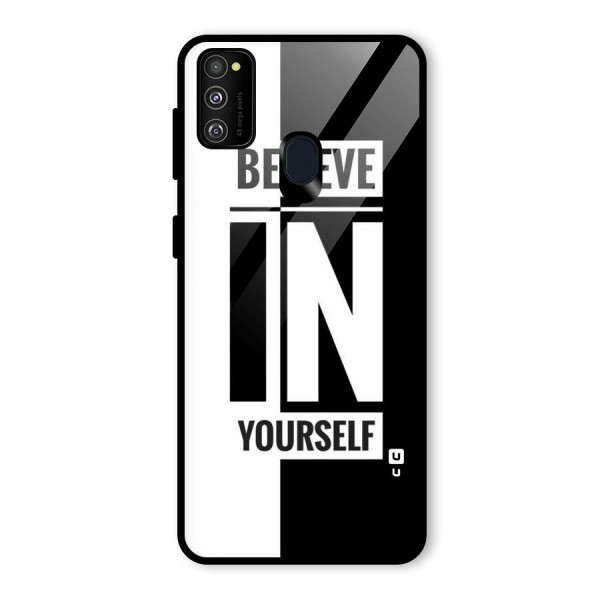 Believe Yourself Black Glass Back Case for Galaxy M21