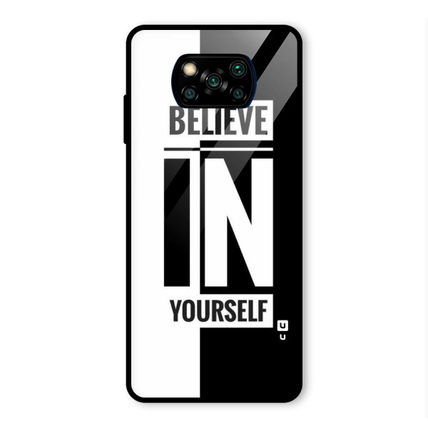 Believe Yourself Black Glass Back Case for Poco X3 Pro