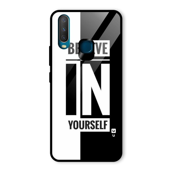 Believe Yourself Black Glass Back Case for Vivo Y12