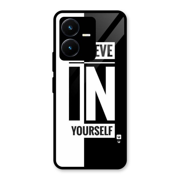 Believe Yourself Black Glass Back Case for Vivo Y22