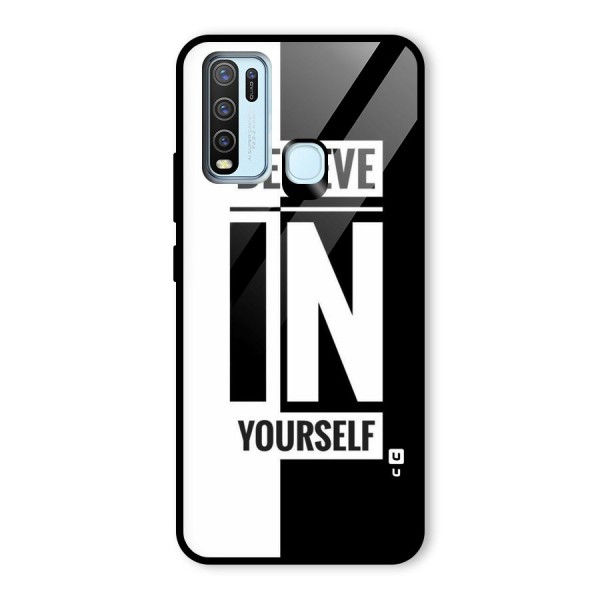 Believe Yourself Black Glass Back Case for Vivo Y30