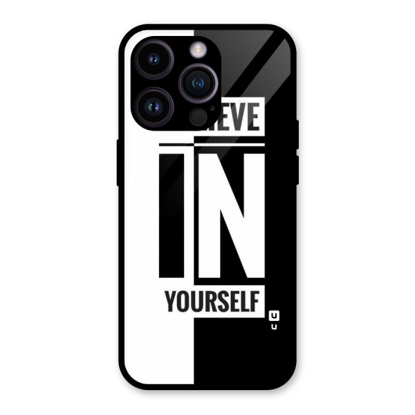 Believe Yourself Black Glass Back Case for iPhone 14 Pro