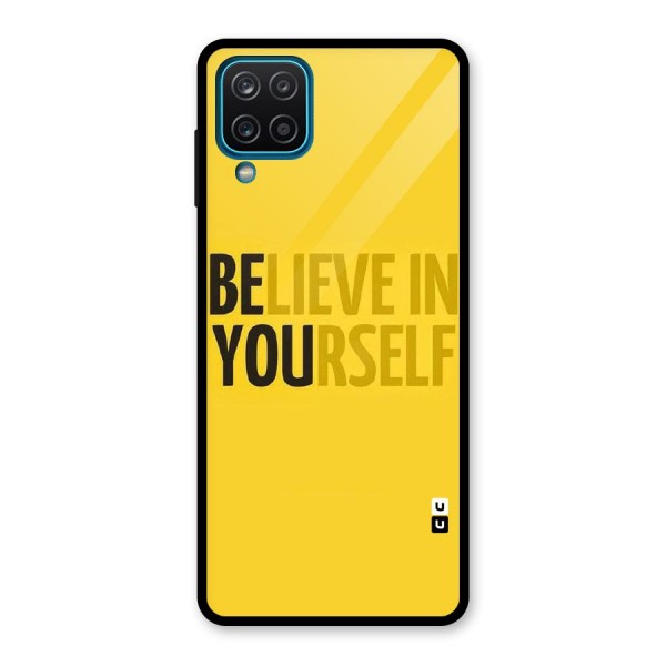 Believe Yourself Yellow Glass Back Case for Galaxy A12