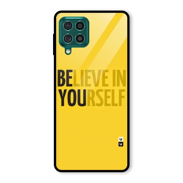 Believe Yourself Yellow Glass Back Case for Galaxy F62