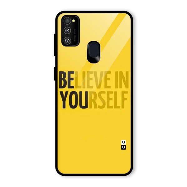 Believe Yourself Yellow Glass Back Case for Galaxy M21