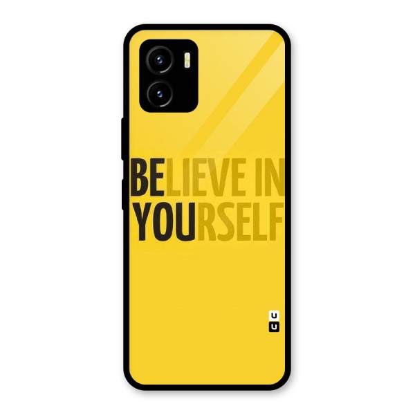 Believe Yourself Yellow Glass Back Case for Vivo Y15s