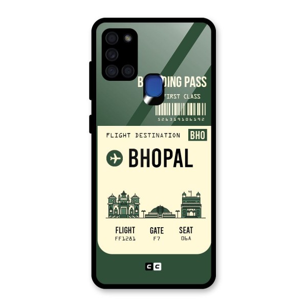 Bhopal Boarding Pass Glass Back Case for Galaxy A21s