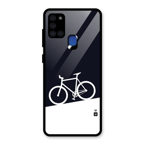 Bicycle Minimal Art Glass Back Case for Galaxy A21s