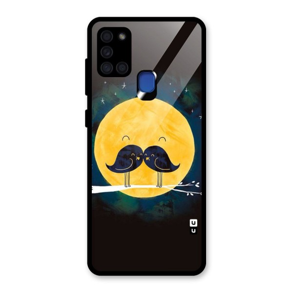 Bird Moustache Glass Back Case for Galaxy A21s