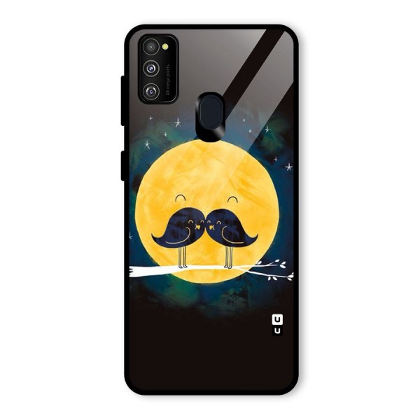 Bird Moustache Glass Back Case for Galaxy M21