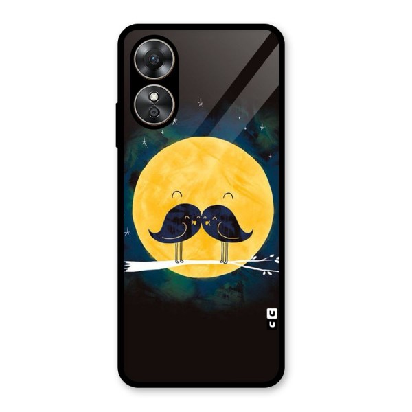 Bird Moustache Glass Back Case for Oppo A17