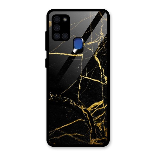 Black And Gold Design Glass Back Case for Galaxy A21s