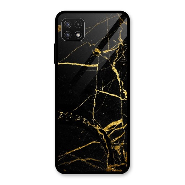 Black And Gold Design Glass Back Case for Galaxy A22 5G