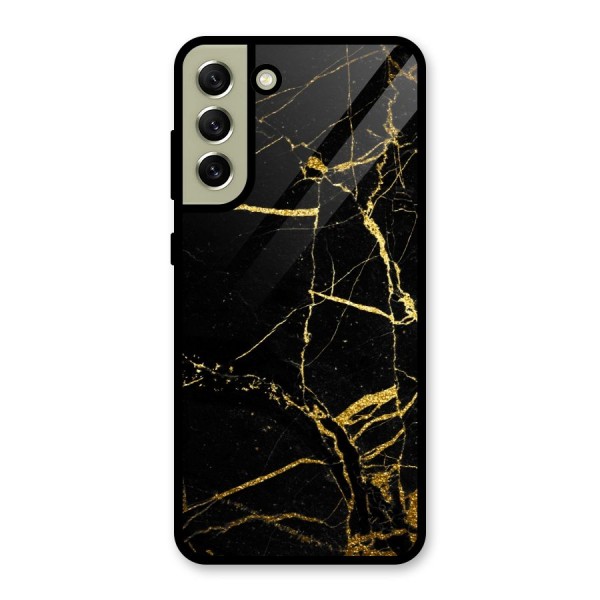 Black And Gold Design Glass Back Case for Galaxy S21 FE 5G