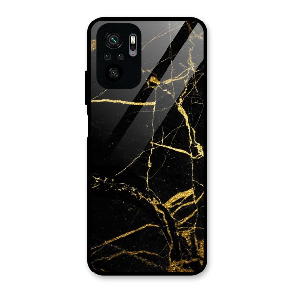 Black And Gold Design Glass Back Case for Redmi Note 10S