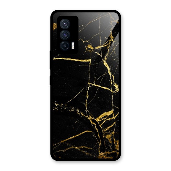 Black And Gold Design Glass Back Case for Vivo iQOO 7 5G
