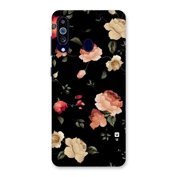 Black Artistic Floral Back Case for Galaxy A60