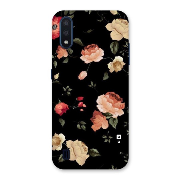 Black Artistic Floral Back Case for Galaxy M01