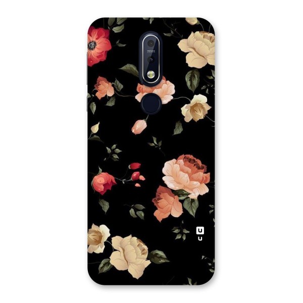 Black Artistic Floral Back Case for Nokia 7.1