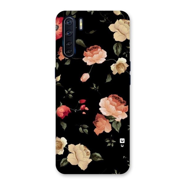 Black Artistic Floral Back Case for Oppo F15