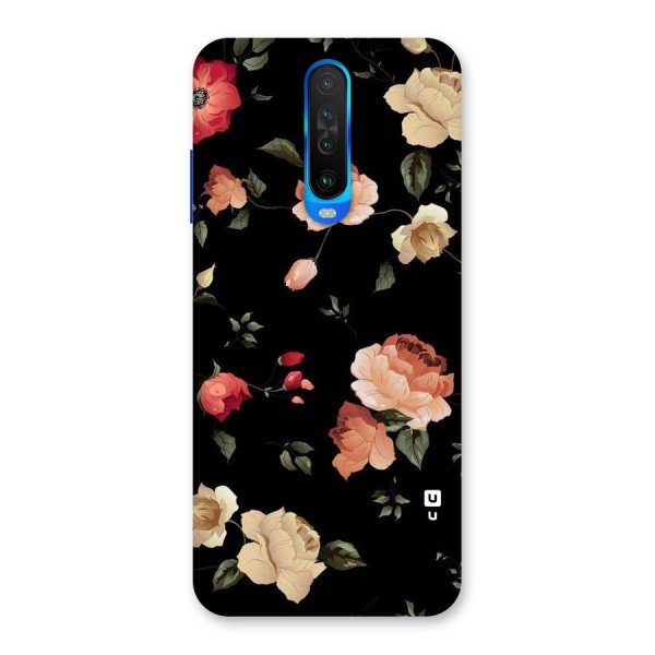 Black Artistic Floral Back Case for Poco X2