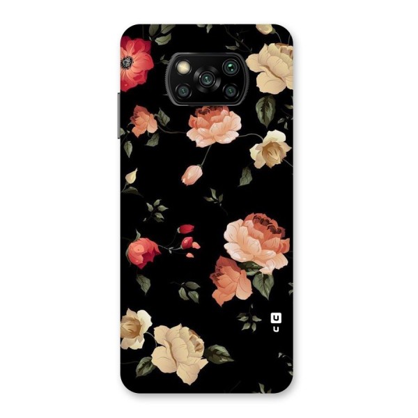 Black Artistic Floral Back Case for Poco X3