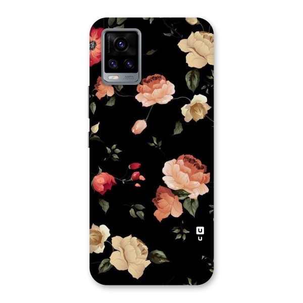 Black Artistic Floral Back Case for Vivo V20