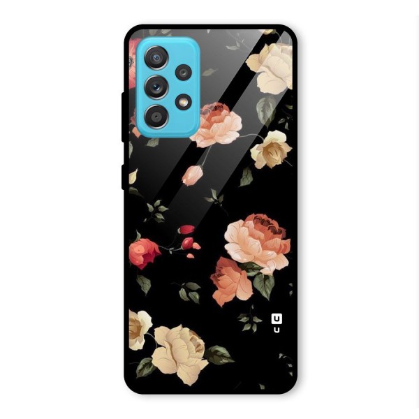 Black Artistic Floral Glass Back Case for Galaxy A52s 5G