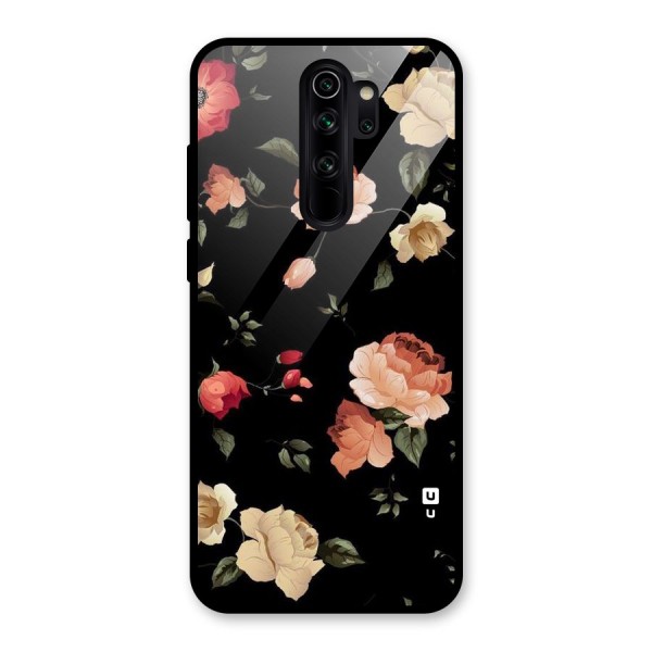Black Artistic Floral Glass Back Case for Redmi Note 8 Pro