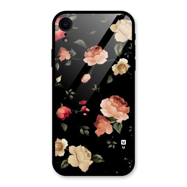 Black Artistic Floral Glass Back Case for XR