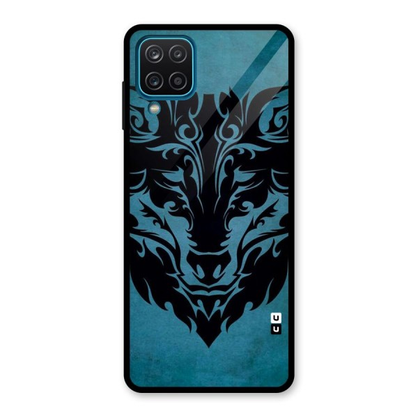 Black Artistic Wolf Glass Back Case for Galaxy A12