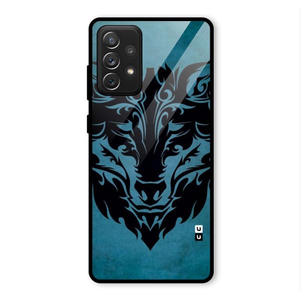 Black Artistic Wolf Glass Back Case for Galaxy A72