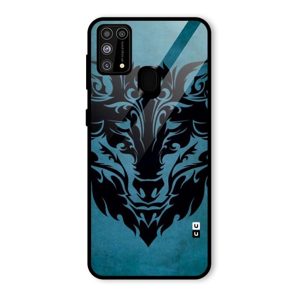 Black Artistic Wolf Glass Back Case for Galaxy M31