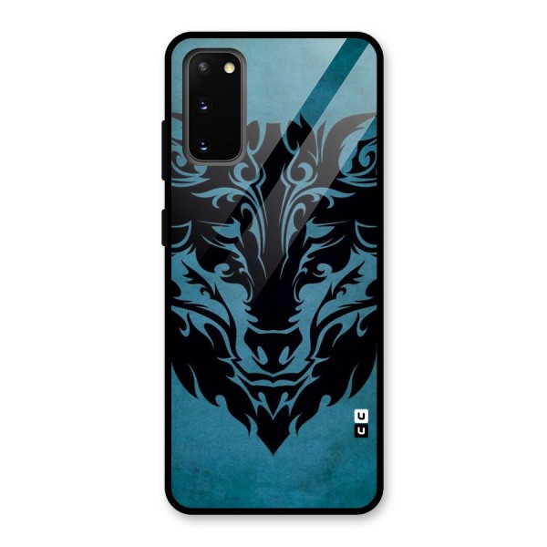 Black Artistic Wolf Glass Back Case for Galaxy S20