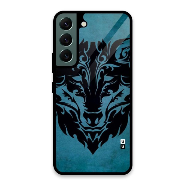 Black Artistic Wolf Glass Back Case for Galaxy S22 5G