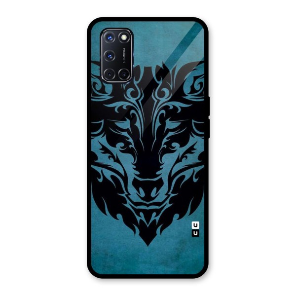 Black Artistic Wolf Glass Back Case for Oppo A52