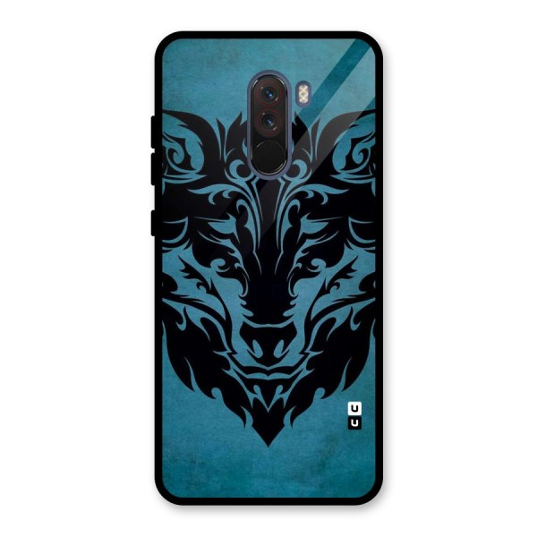 Black Artistic Wolf Glass Back Case for Poco F1