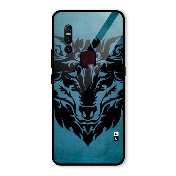 Black Artistic Wolf Glass Back Case for Vivo V15