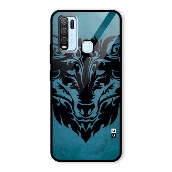 Black Artistic Wolf Glass Back Case for Vivo Y30