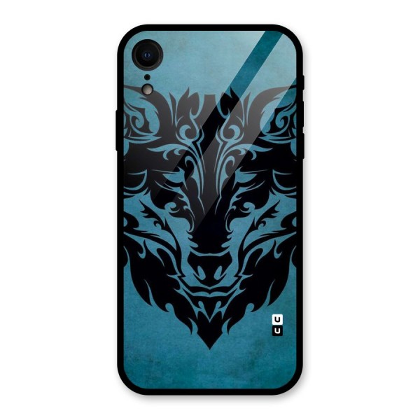 Black Artistic Wolf Glass Back Case for XR