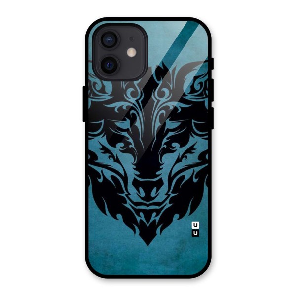 Black Artistic Wolf Glass Back Case for iPhone 12