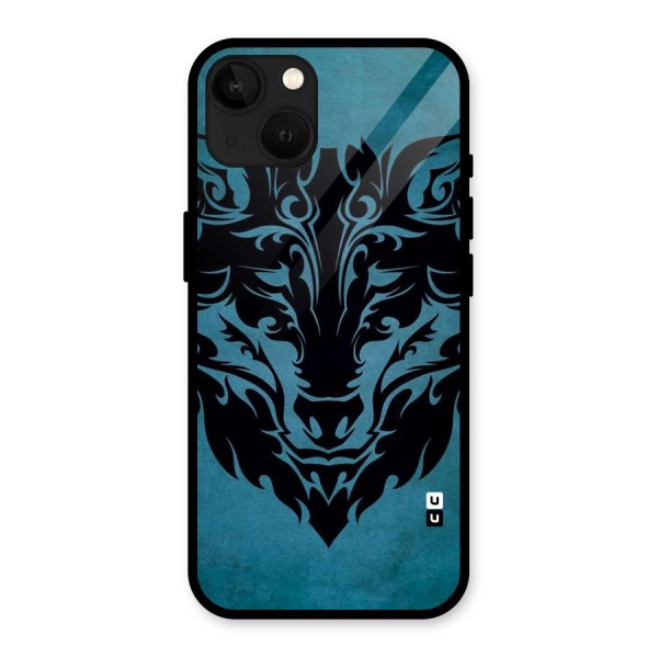 Black Artistic Wolf Glass Back Case for iPhone 13