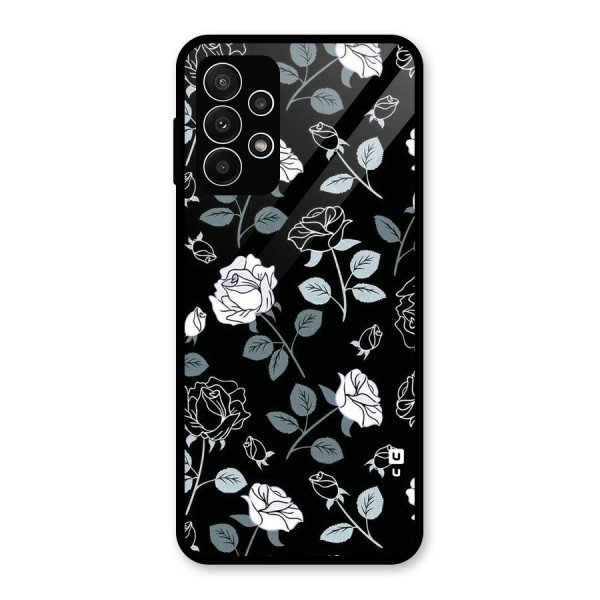 Black Artsy Bloom Glass Back Case for Galaxy A23