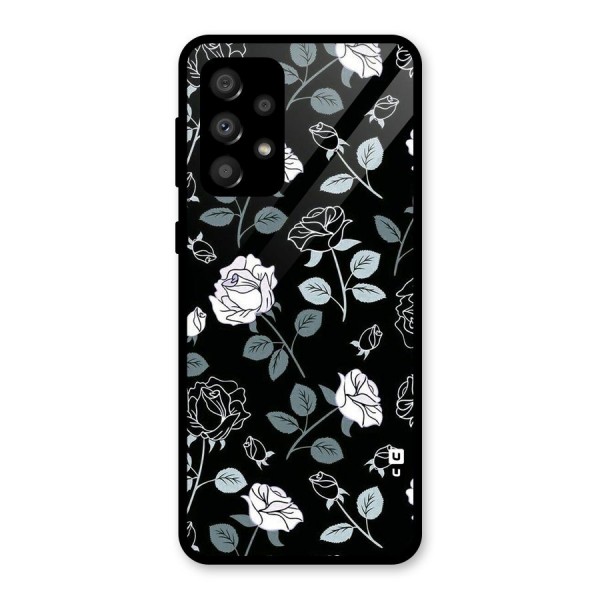 Black Artsy Bloom Glass Back Case for Galaxy A32