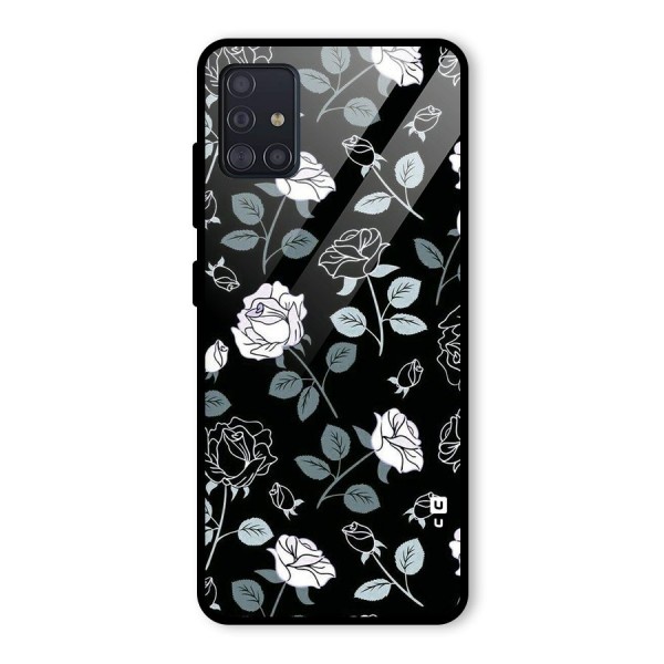 Black Artsy Bloom Glass Back Case for Galaxy A51