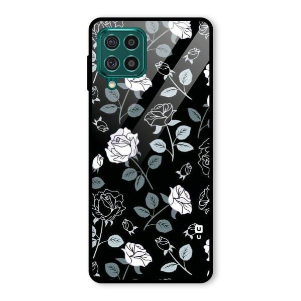 Black Artsy Bloom Glass Back Case for Galaxy F62