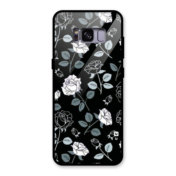 Black Artsy Bloom Glass Back Case for Galaxy S8