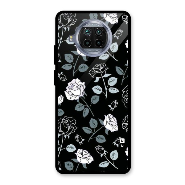 Black Artsy Bloom Glass Back Case for Mi 10i