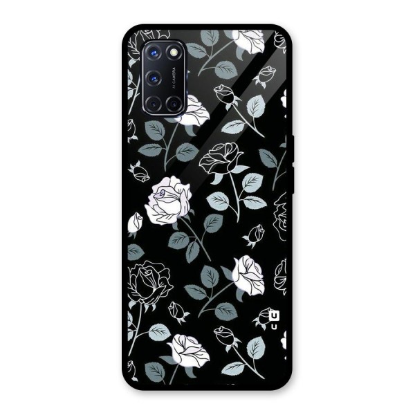 Black Artsy Bloom Glass Back Case for Oppo A52